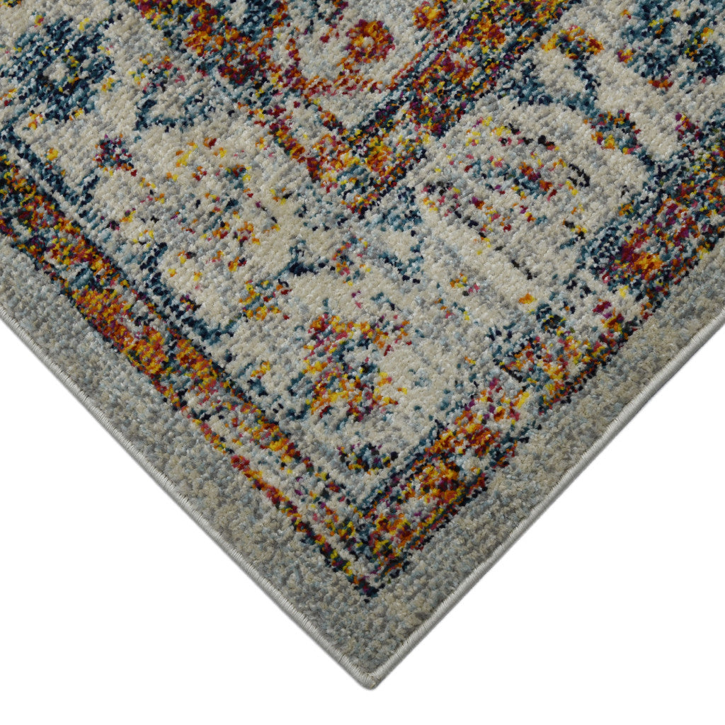 2' x 3' Orange and Ivory Floral Power Loom Area Rug