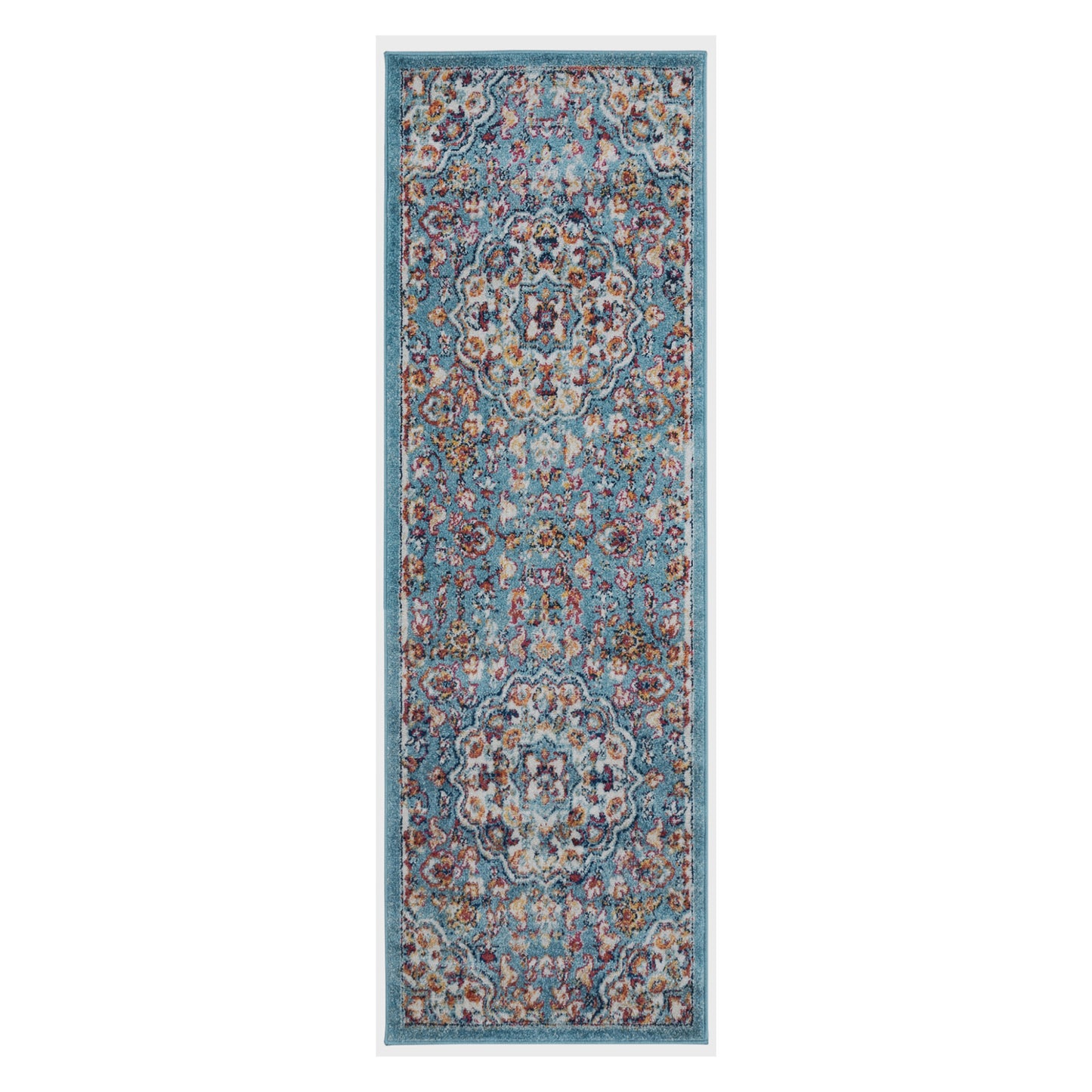 2' X 6' Blue Medallion Power Loom Runner Rug