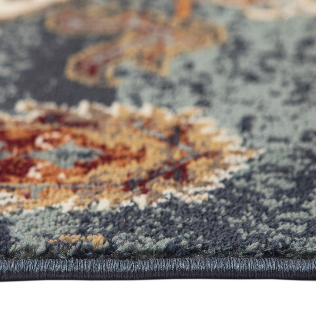 9' x 12' Teal Blue Oriental Power Loom Area Rug