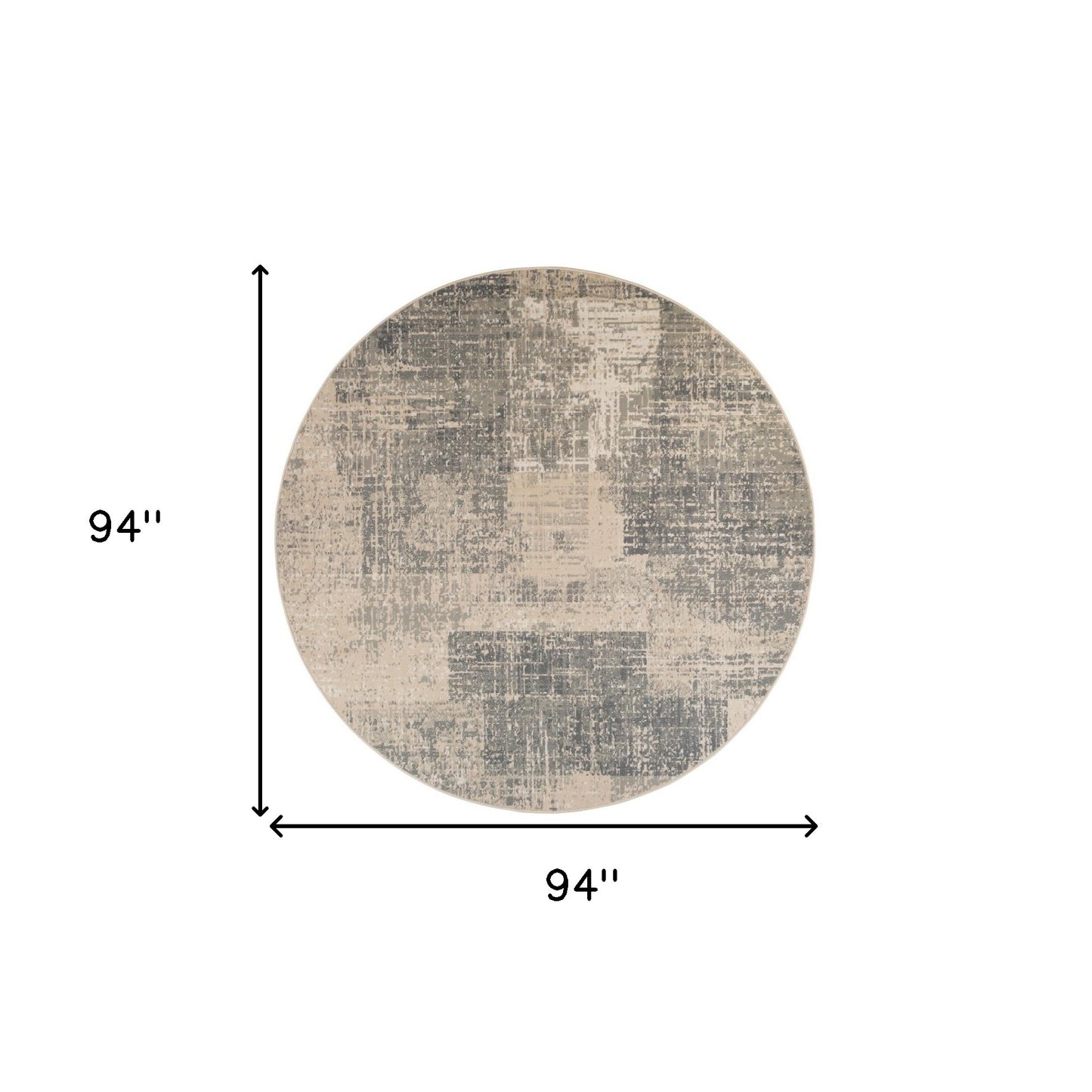 8' Light Blue Round Abstract Power Loom Area Rug