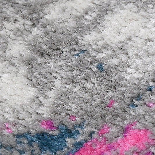 7' Pink Round Medallion Power Loom Area Rug