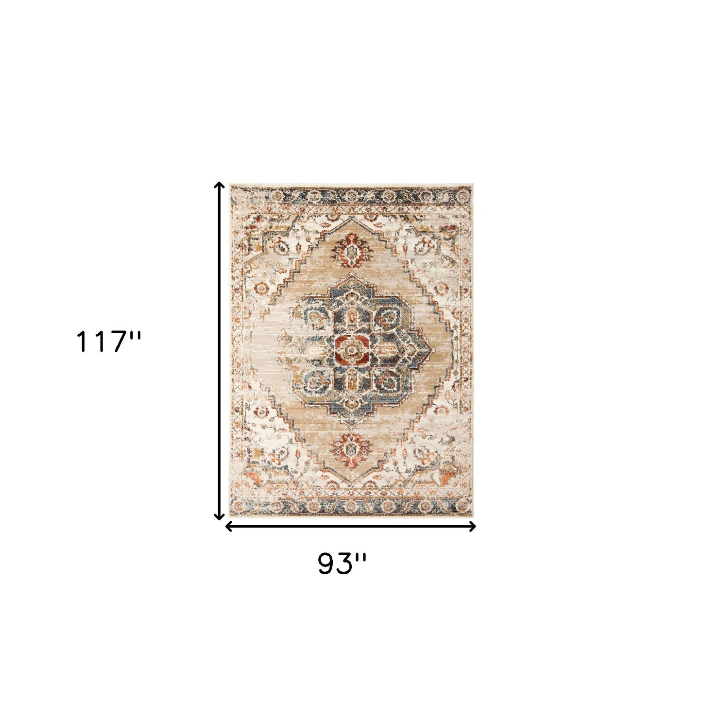 8' x 10' Gold Medallion Power Loom Area Rug