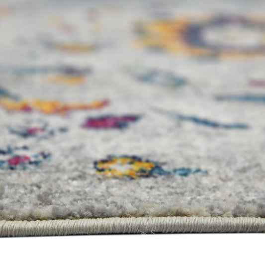 8' Orange and Ivory Floral Power Loom Runner Rug