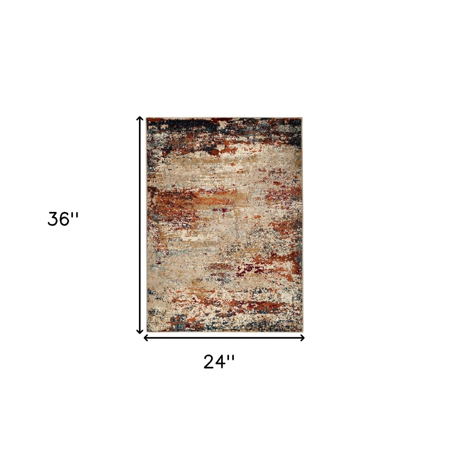 2' x 3' Orange Abstract Power Loom Area Rug