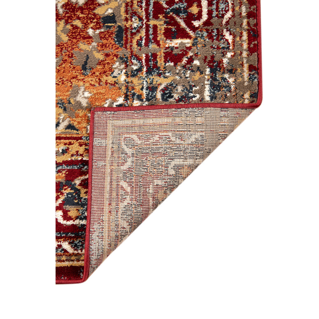5' x 7' Red Medallion Power Loom Area Rug