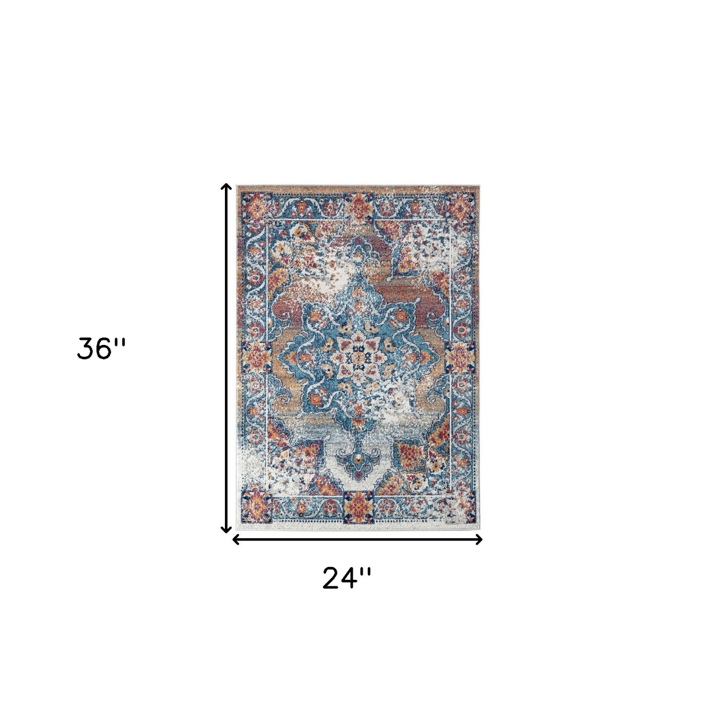 2' x 3' Orange Medallion Power Loom Area Rug
