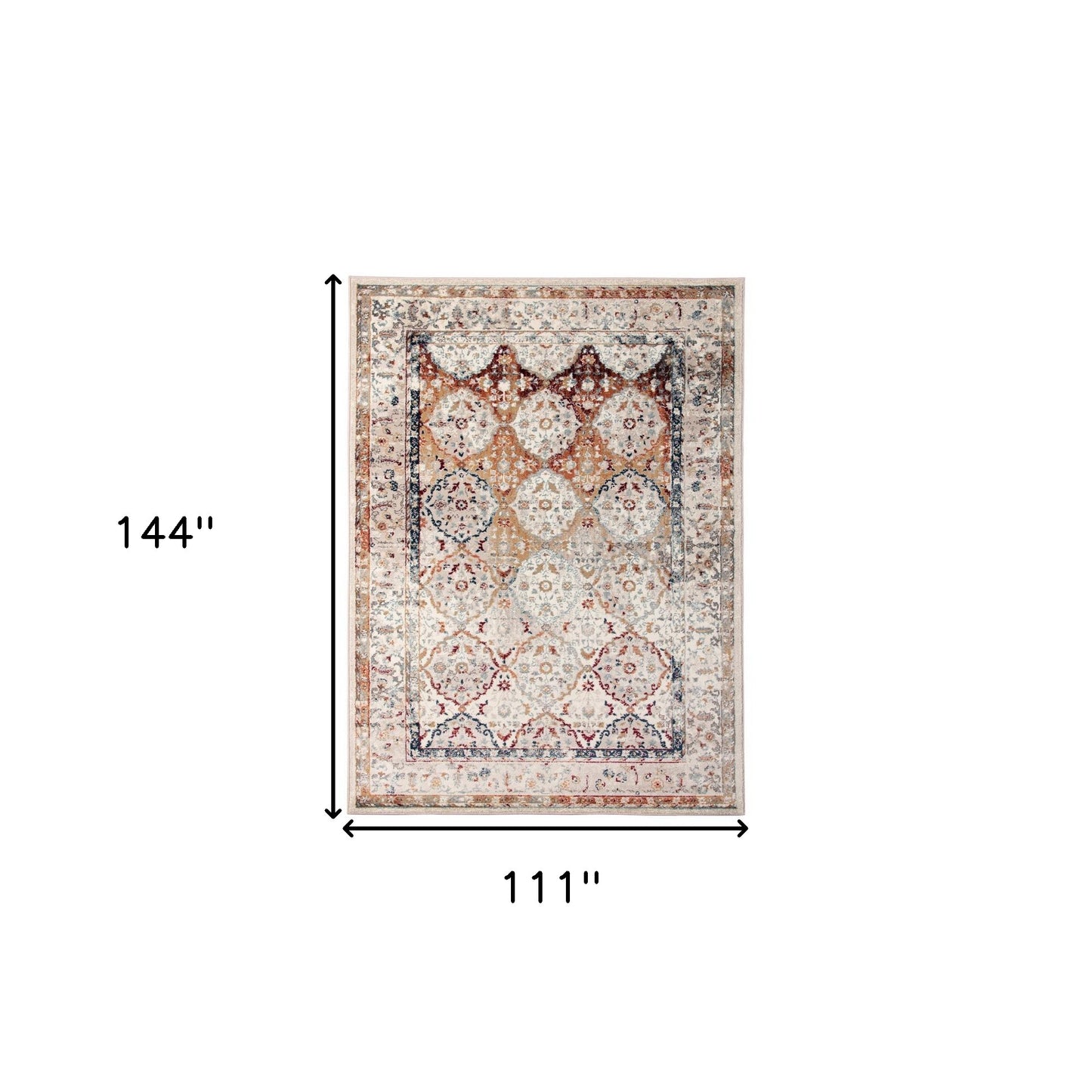 9' x 12' Beige Floral Medallion Power Loom Area Rug