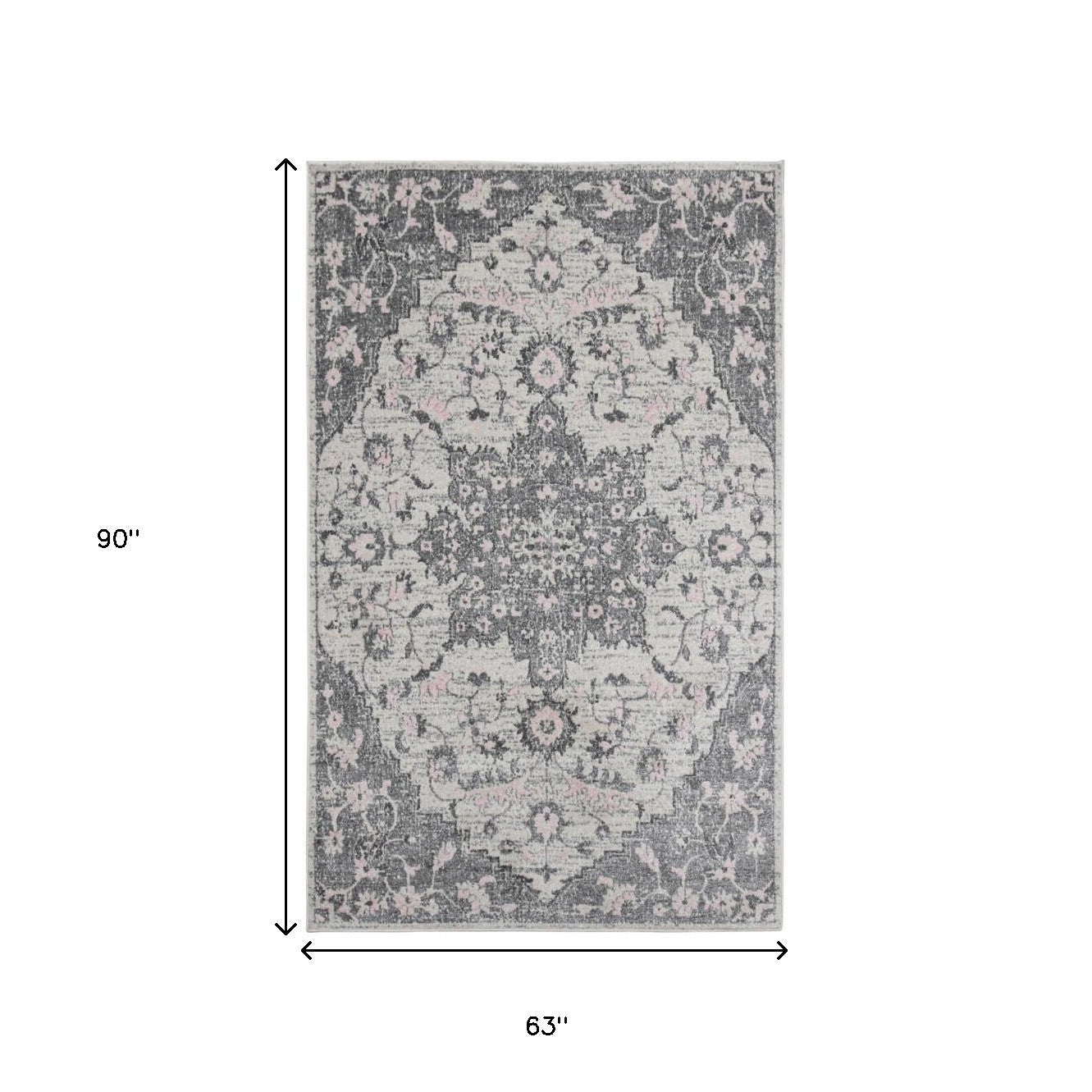 5' x 7' Gray Medallion Power Loom Area Rug