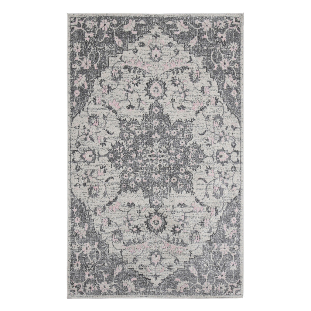 5' x 7' Gray Medallion Power Loom Area Rug