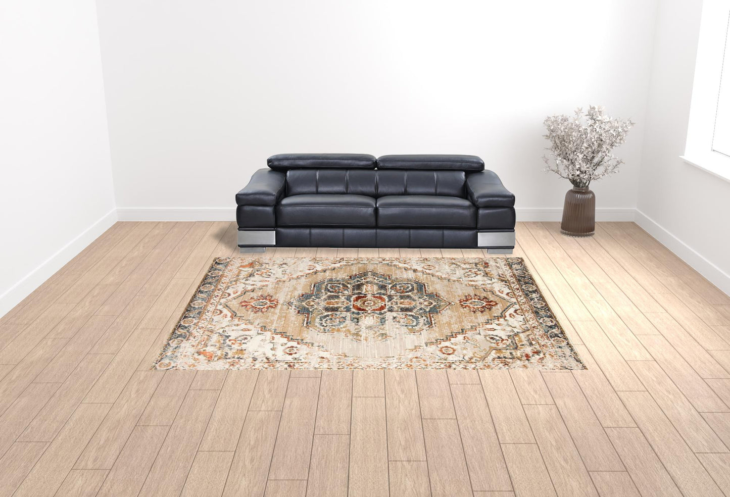 9' x 12' Gold Medallion Power Loom Area Rug