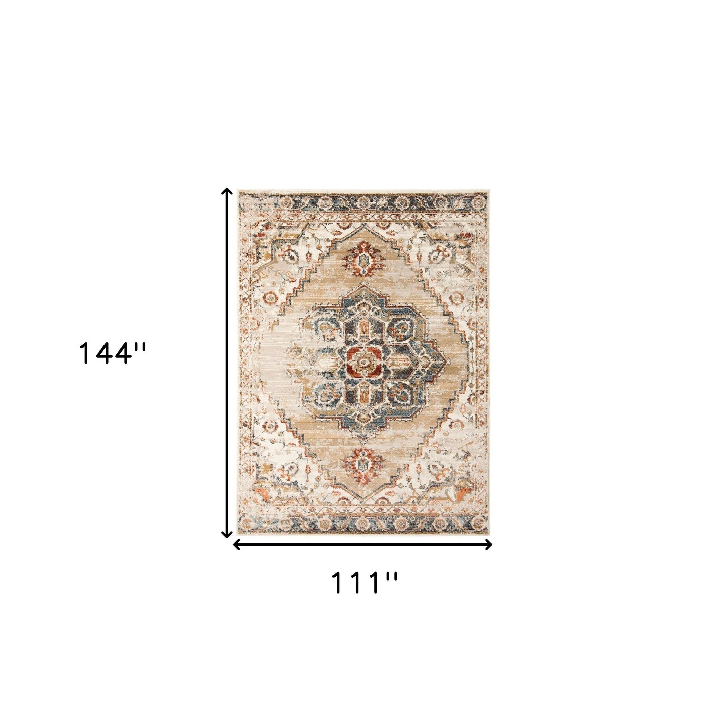 9' x 12' Gold Medallion Power Loom Area Rug