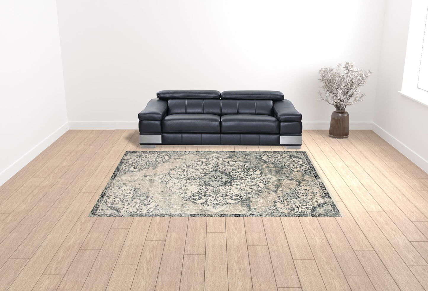 9' x 12' Blue Medallion Power Loom Area Rug
