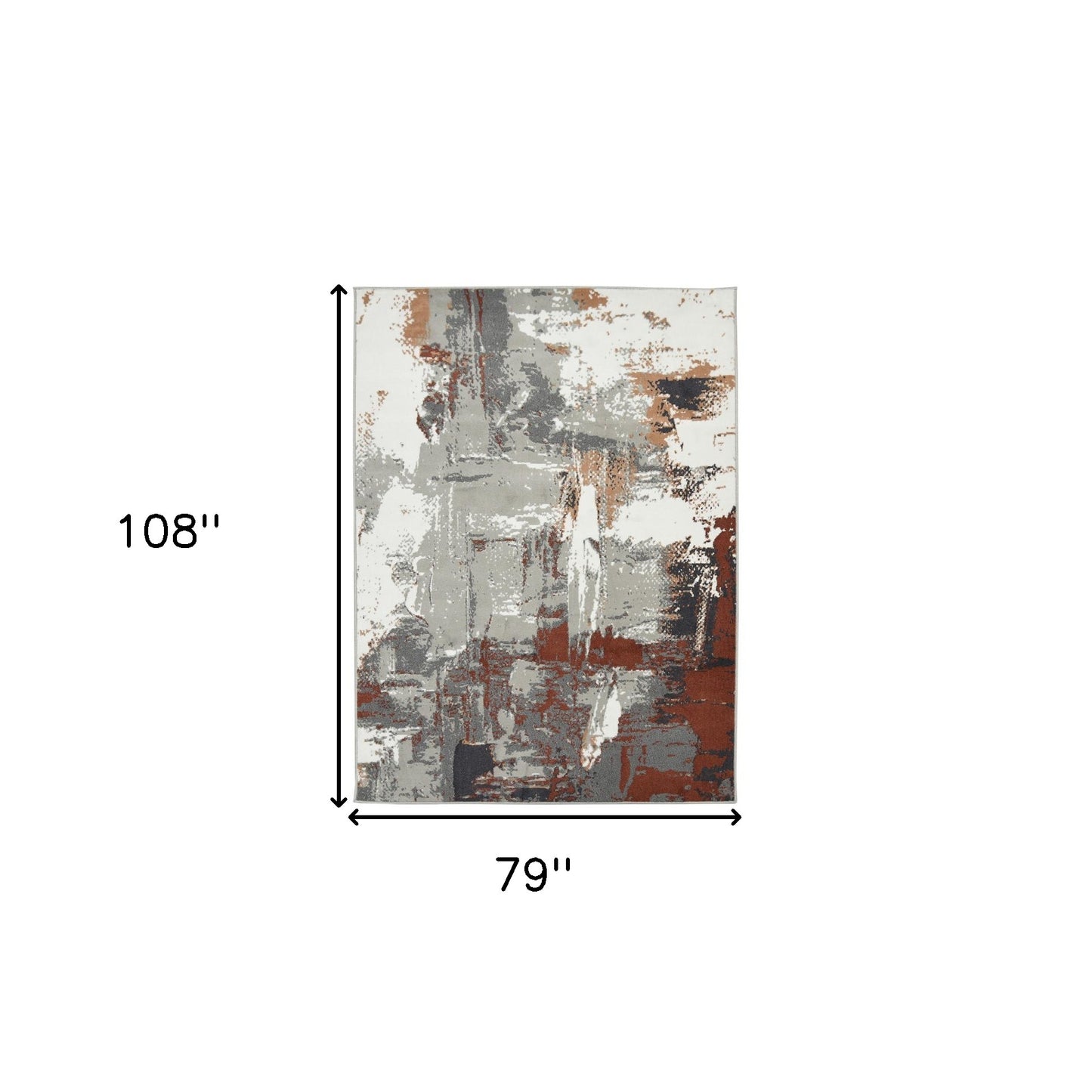 6' x 9' Rust Abstract Power Loom Area Rug
