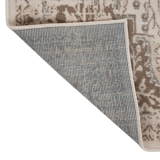 8' Cream Round Medallion Power Loom Area Rug
