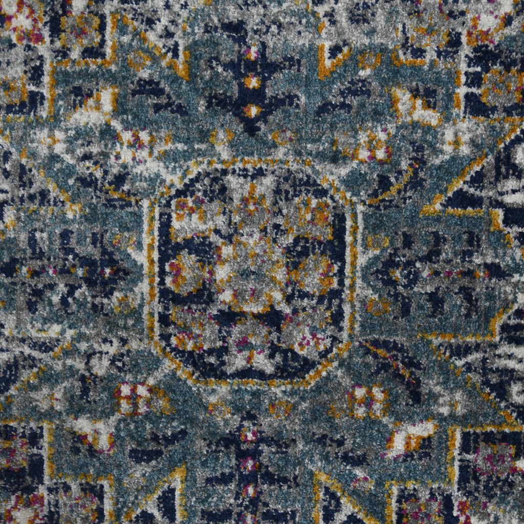 5' x 7' Gray Medallion Power Loom Area Rug