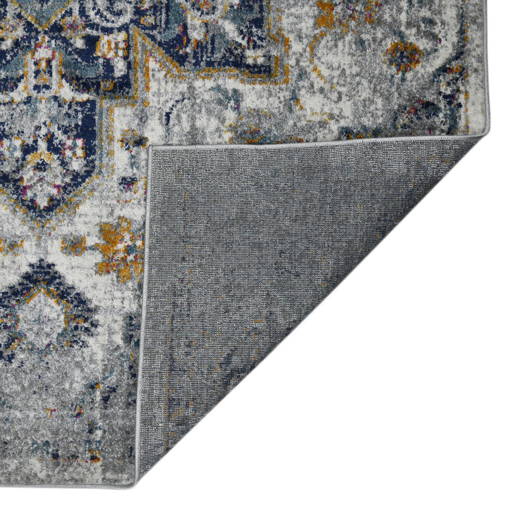 5' x 7' Gray Medallion Power Loom Area Rug