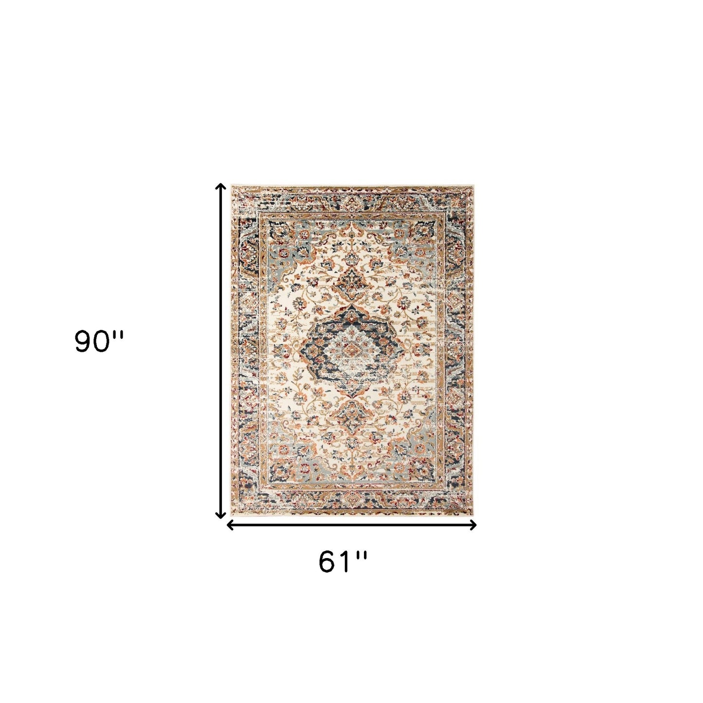 5' x 7' Ivory Medallion Power Loom Area Rug