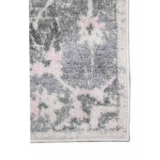 7' Gray Round Medallion Power Loom Area Rug