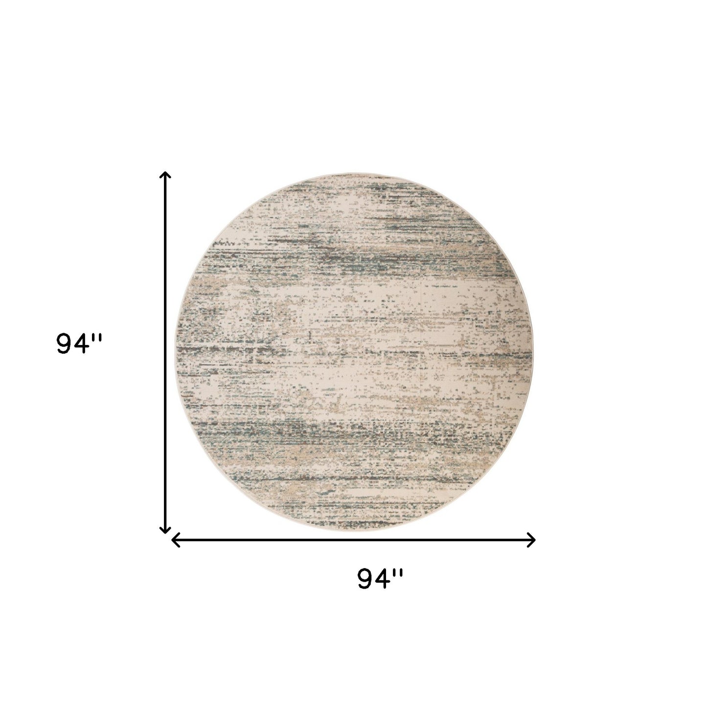 8' Ivory Round Striped Power Loom Area Rug