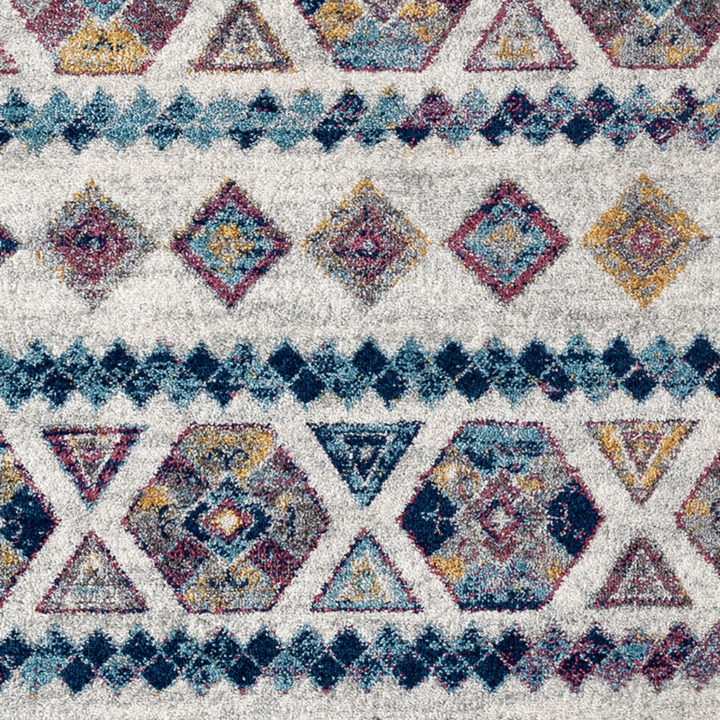 5' x 7' Ivory Geometric Power Loom Area Rug