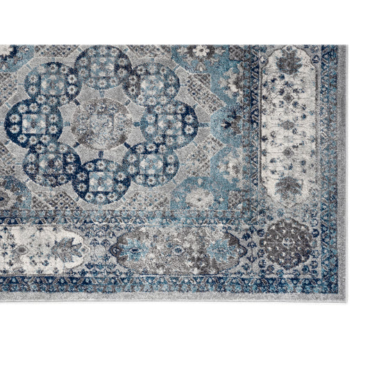 5' x 7' Gray Medallion Power Loom Area Rug
