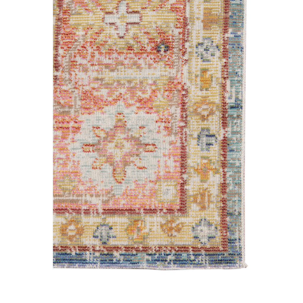 5' x 7' Blue Floral Power Loom Area Rug