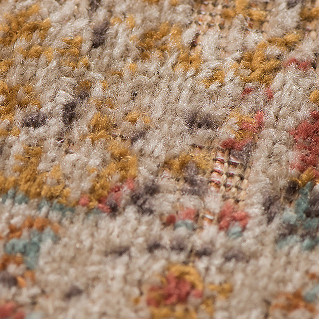 2' x 3' Blue and Orange Oriental Power Loom Distressed Area Rug