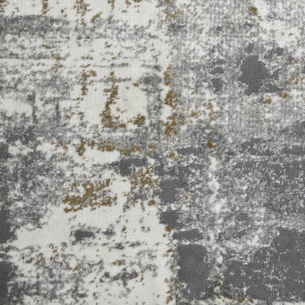 5' x 8' Gray and Ivory Abstract Power Loom Area Rug