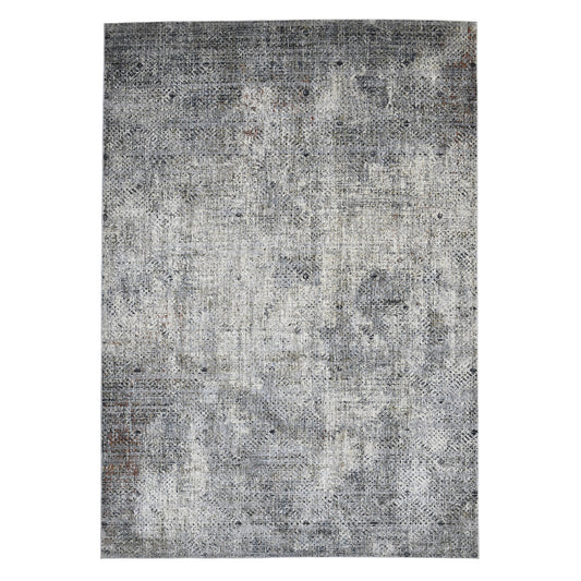 9' x 12' Gray and Ivory Abstract Power Loom Area Rug