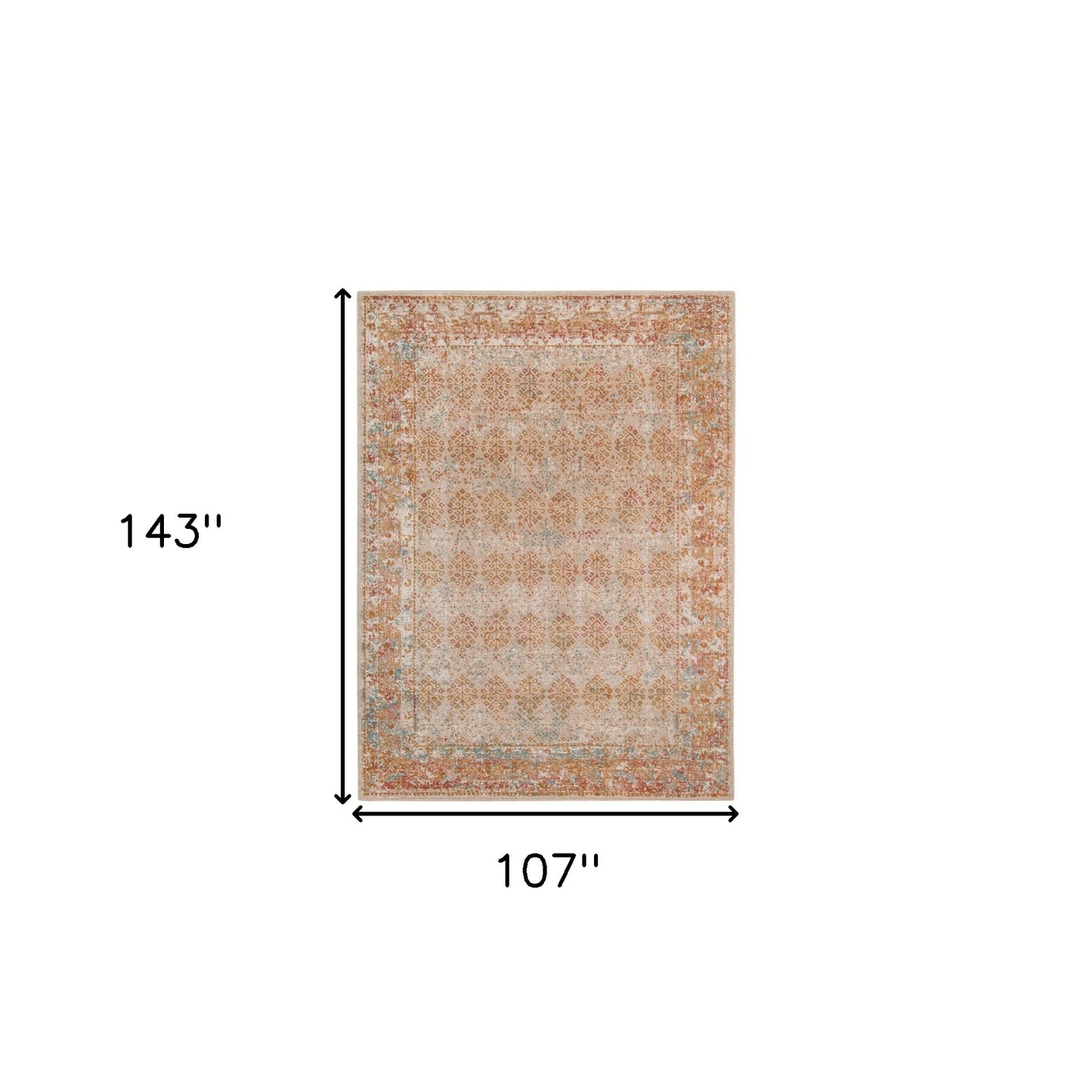 9' x 12' Beige Southwestern Power Loom Area Rug With Fringe
