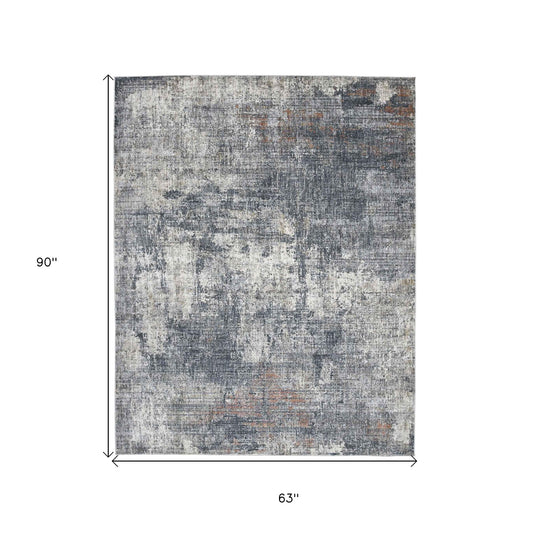 5' x 8' Gray and Ivory Abstract Power Loom Area Rug