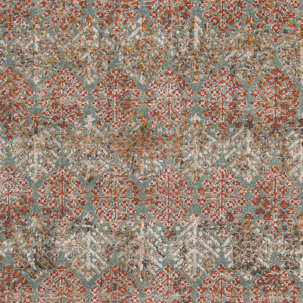5' x 7' Teal Southwestern Power Loom Area Rug With Fringe
