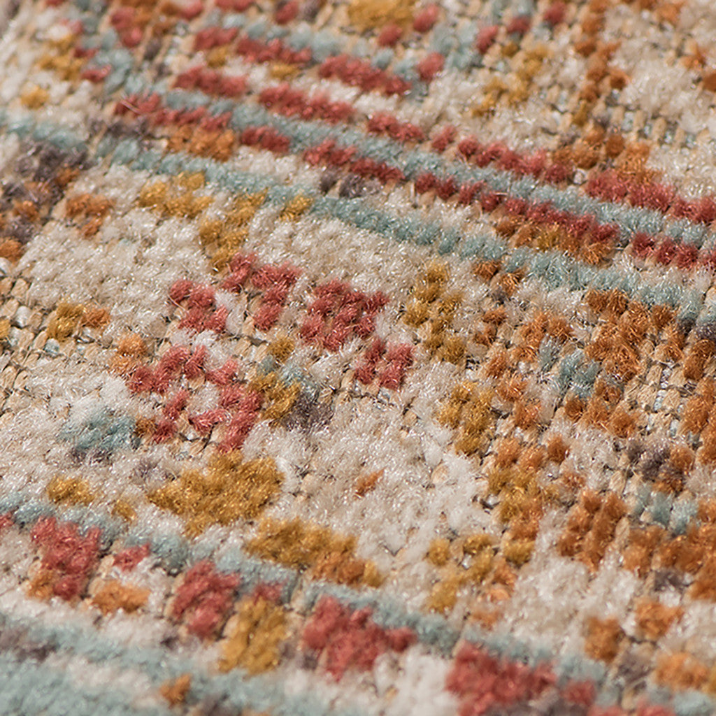 5' x 7' Teal Southwestern Power Loom Area Rug With Fringe