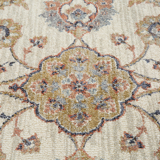 5' x 7' Ivory Floral Power Loom Area Rug