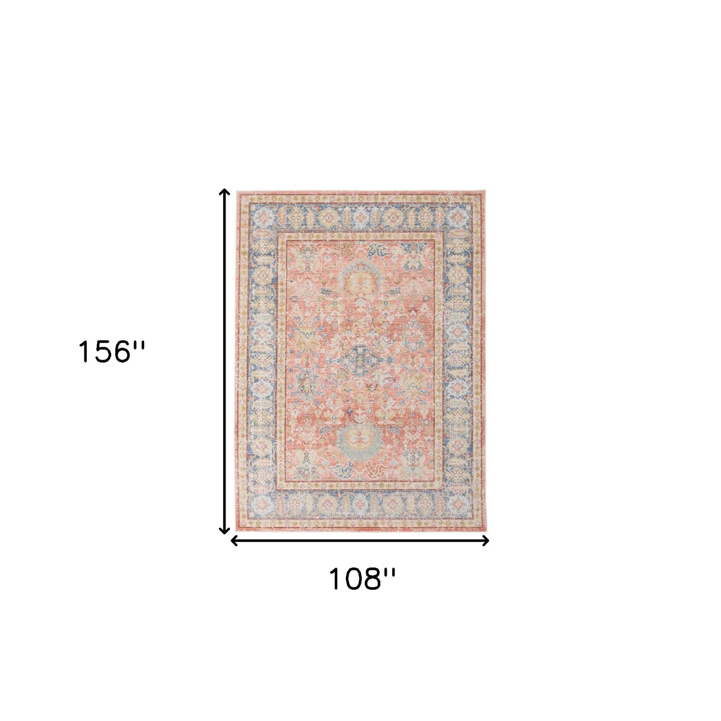 9' X 13' Coral Floral Power Loom Area Rug