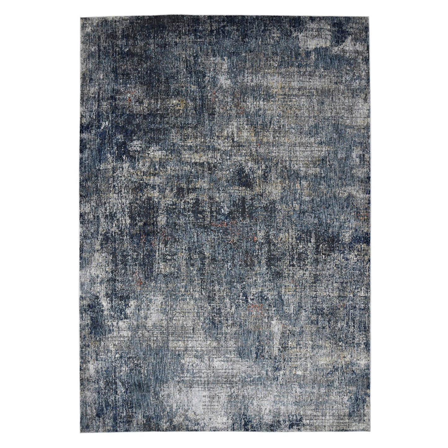 2' x 3' Gray and Orange Abstract Power Loom Area Rug