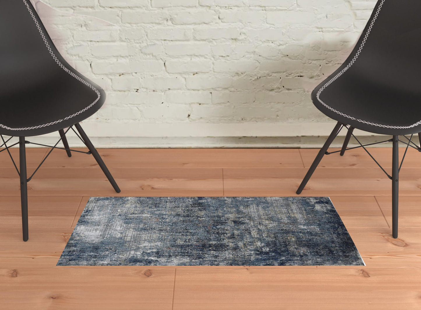 2' x 3' Gray and Orange Abstract Power Loom Area Rug