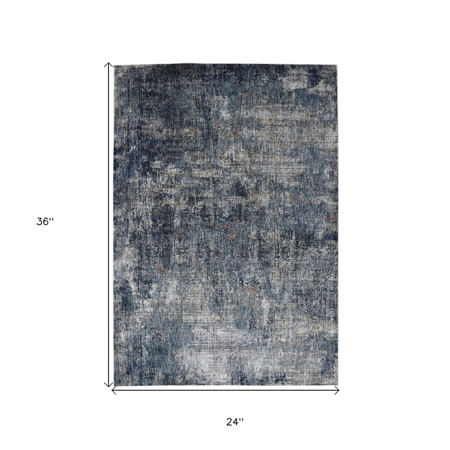 2' x 3' Gray and Orange Abstract Power Loom Area Rug