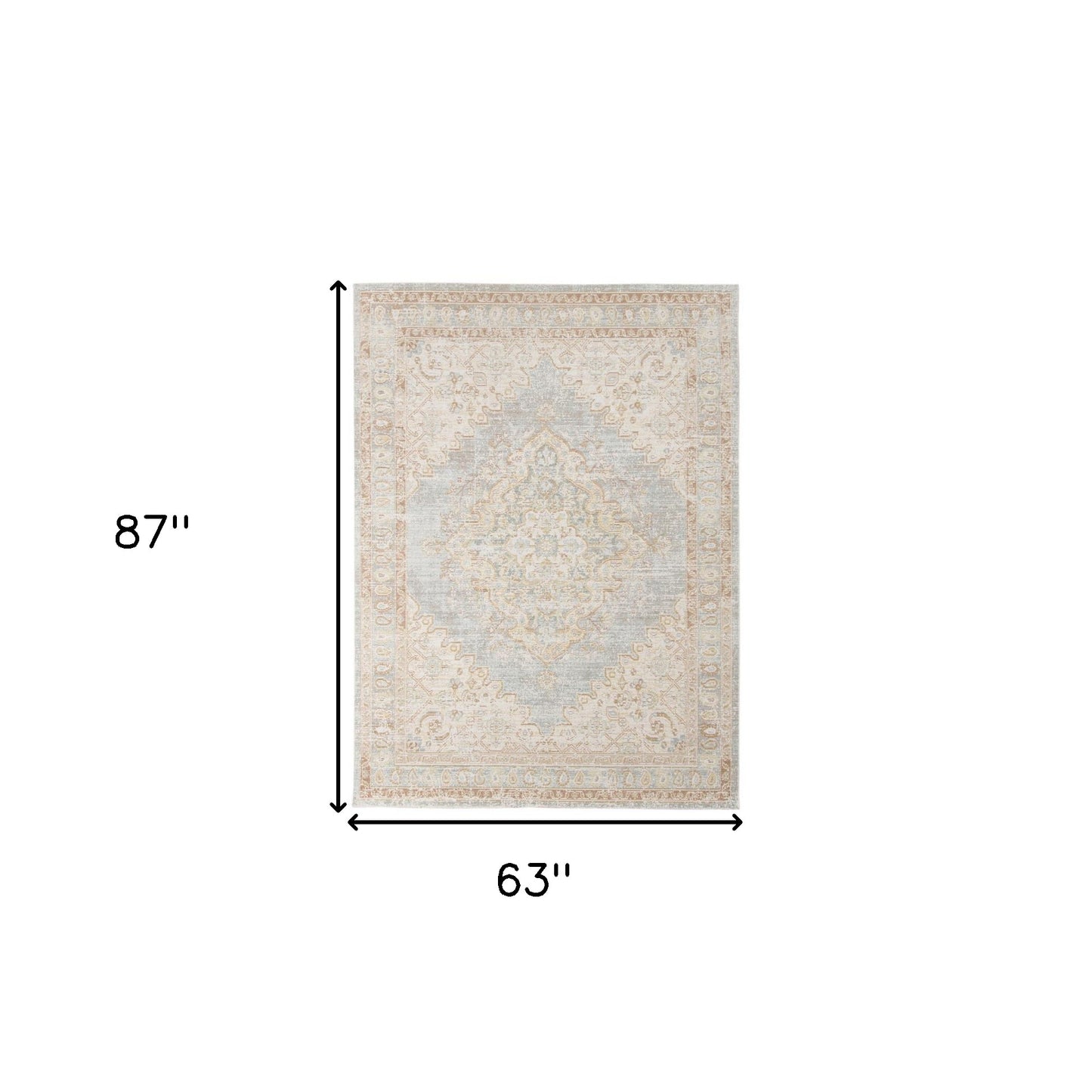 5' x 7' Blue and Gray Medallion Power Loom Area Rug