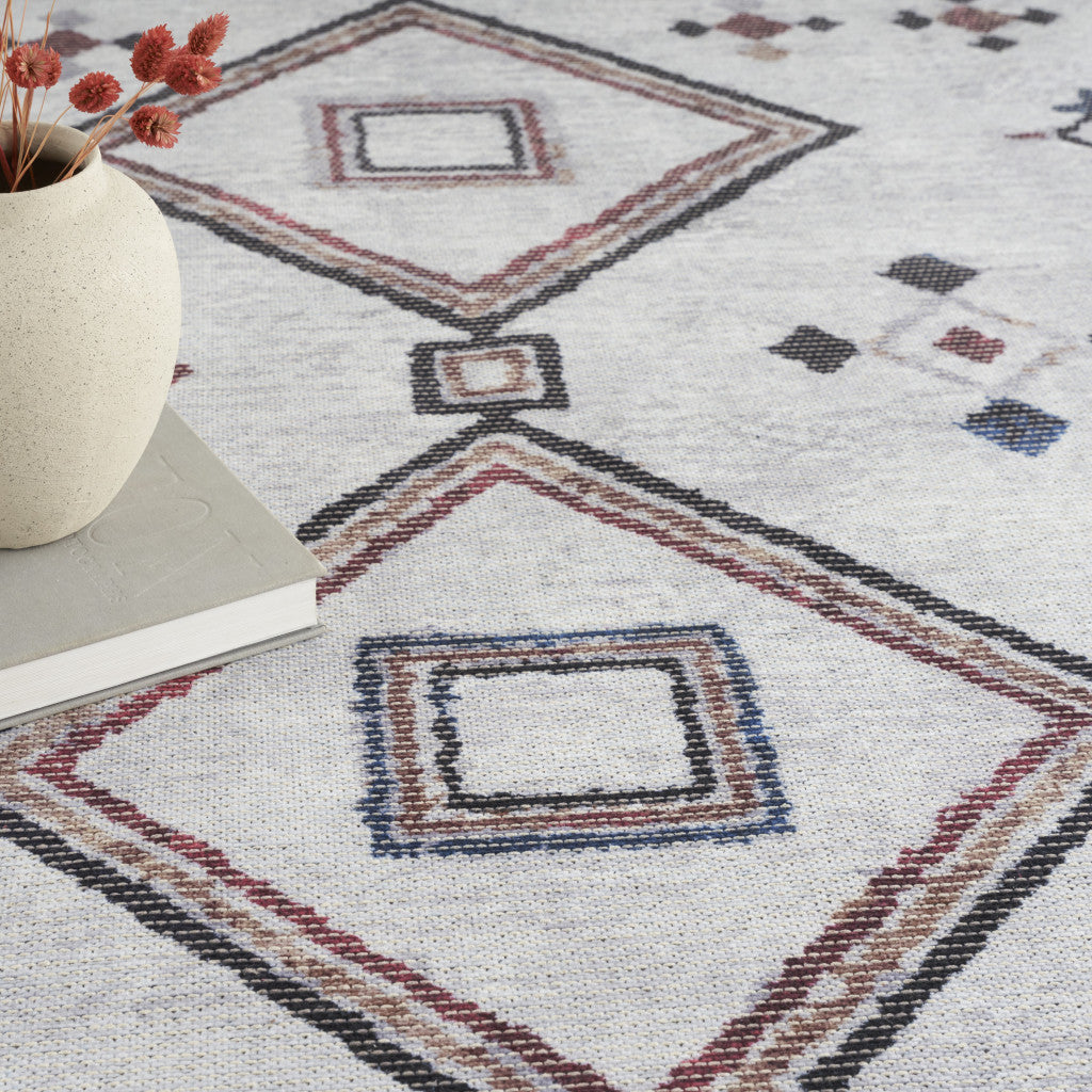 6' x 9' Gray and Brown Geometric Power Loom Washable Area Rug