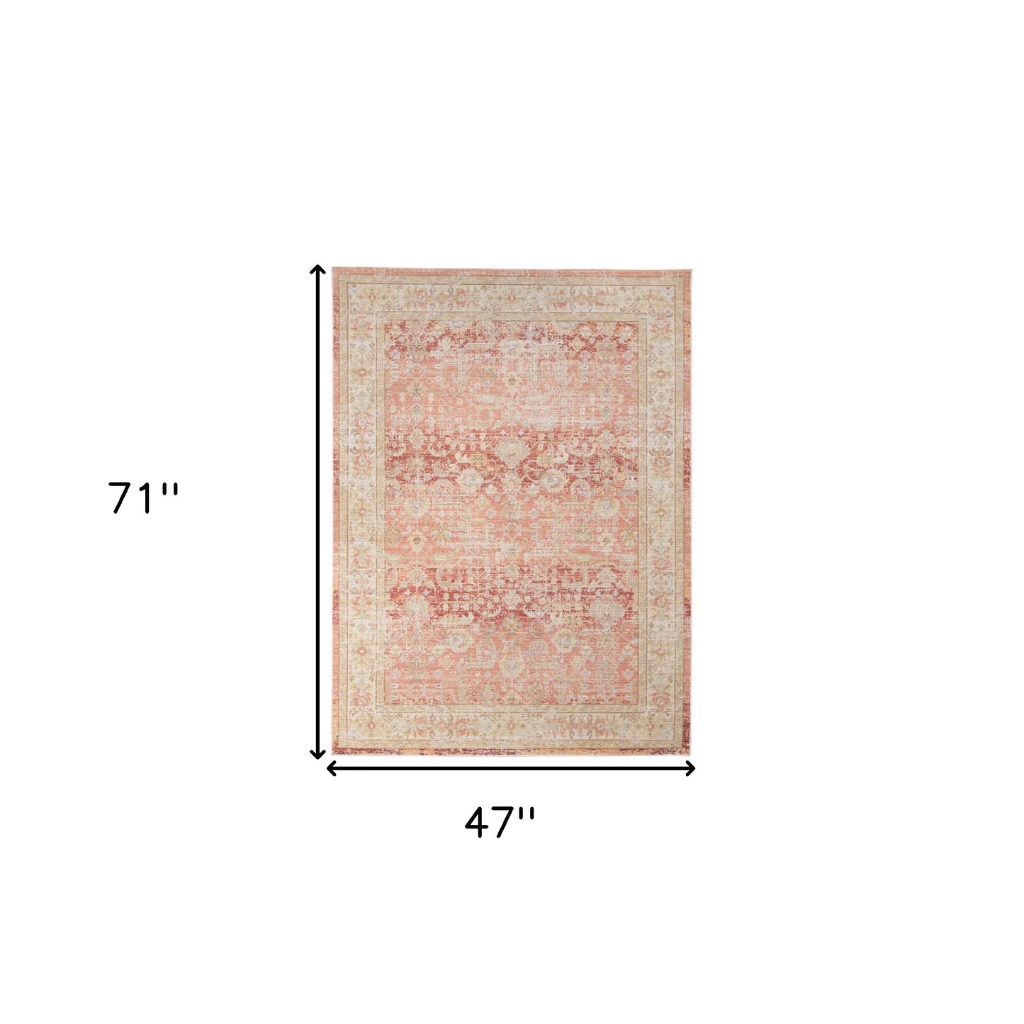 4' x 6' Salmon Floral Power Loom Area Rug