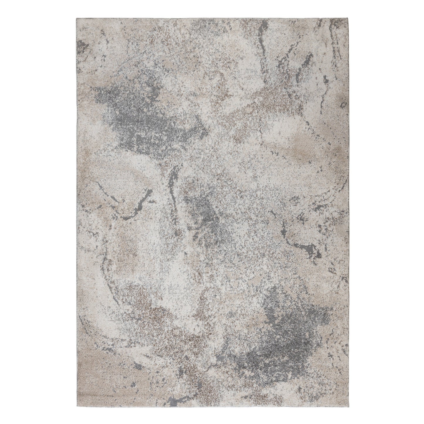 5' x 8' Gray and Beige Abstract Power Loom Area Rug