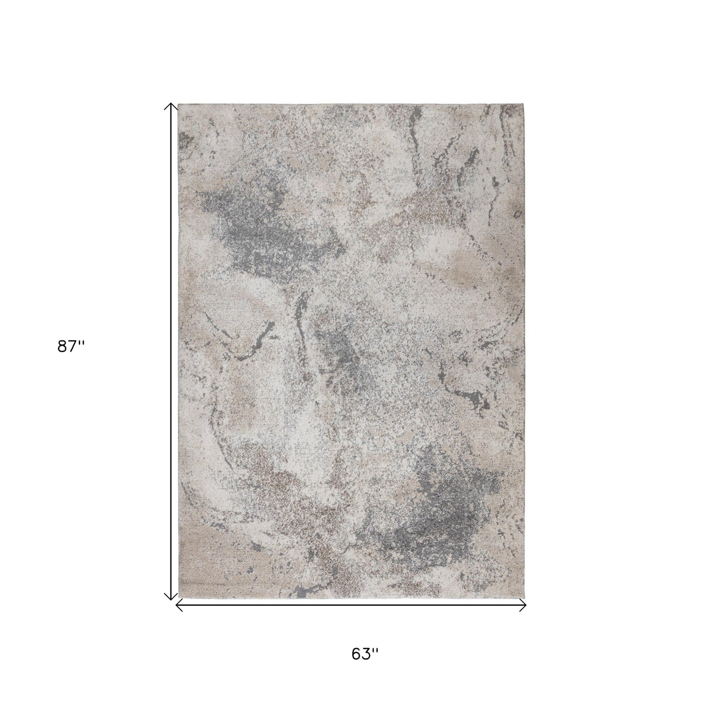 5' x 8' Gray and Beige Abstract Power Loom Area Rug