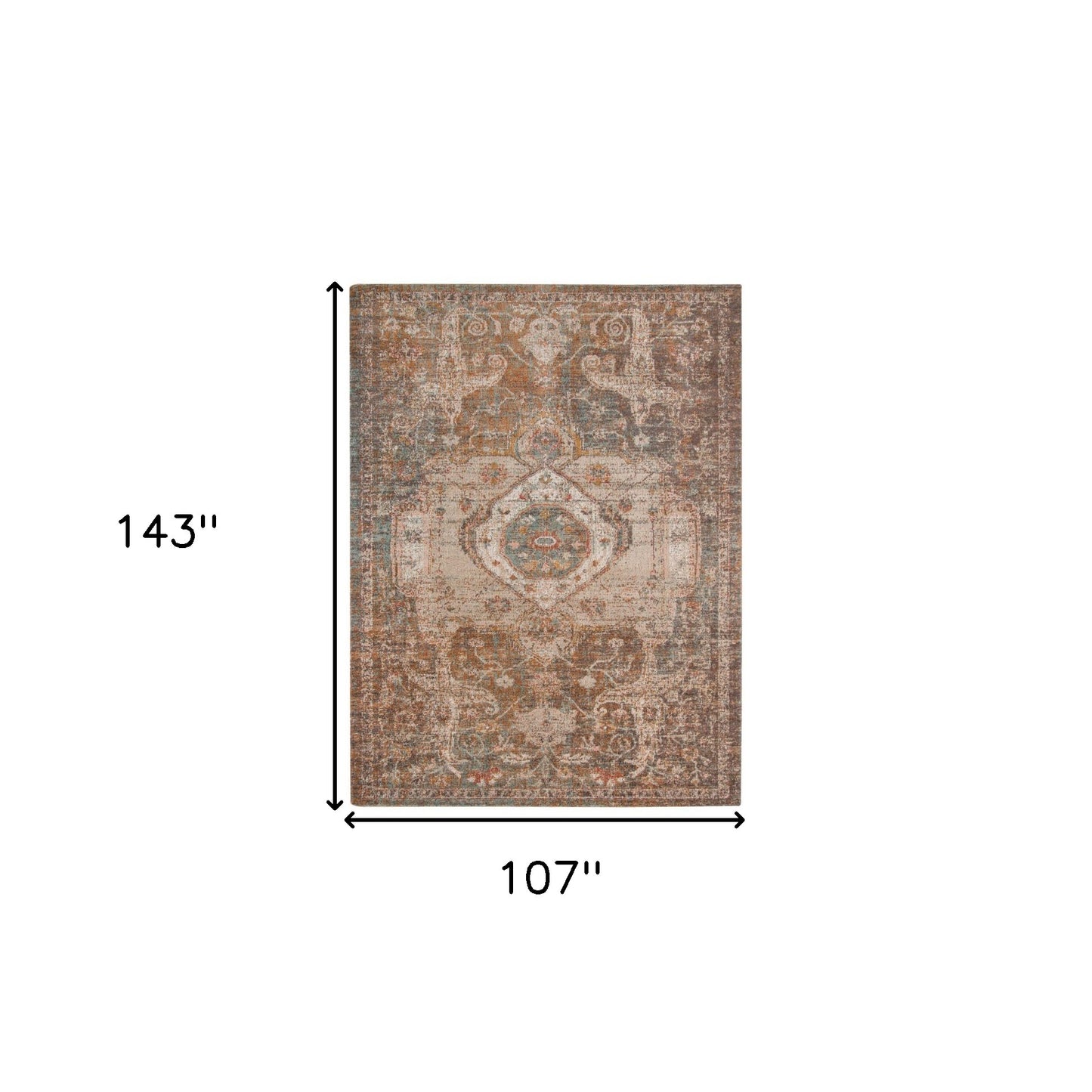 9' x 12' Taupe Medallion Power Loom Area Rug With Fringe
