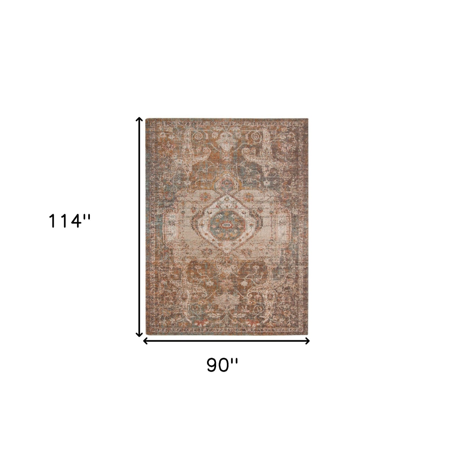 7' x 9' Taupe Medallion Power Loom Area Rug With Fringe