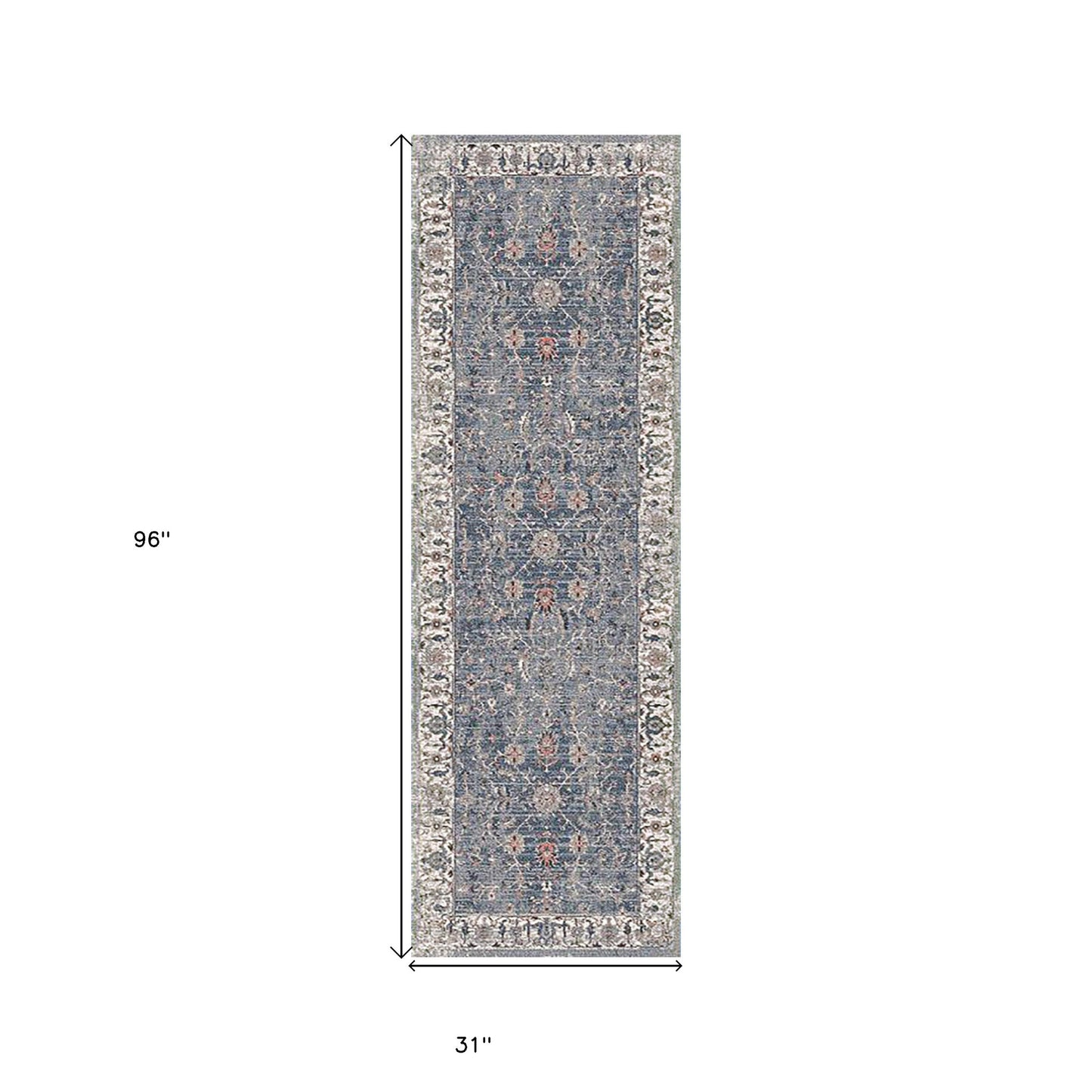 8' Gray and Brown Oriental Power Loom Runner Rug