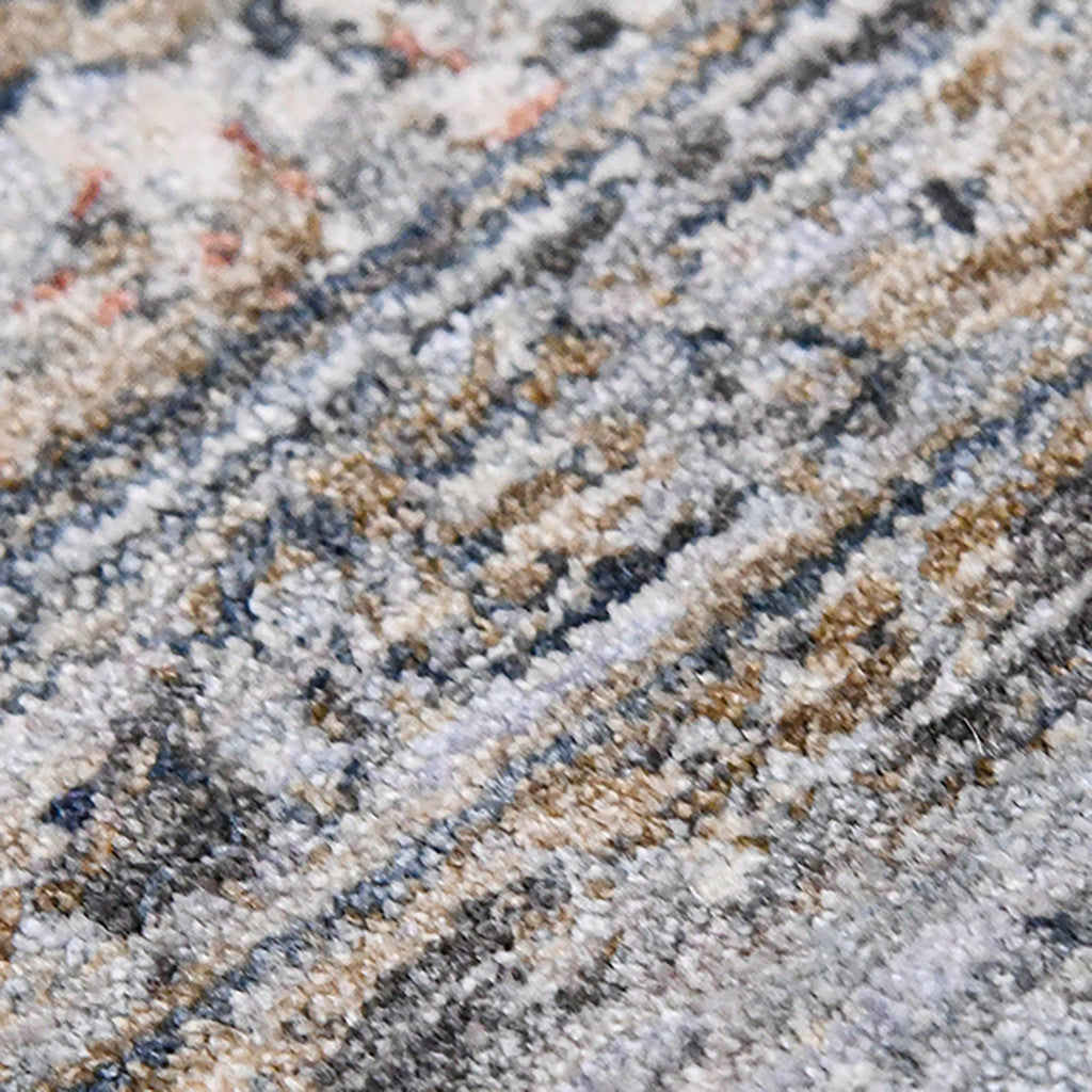 8' Gray and Brown Oriental Power Loom Runner Rug