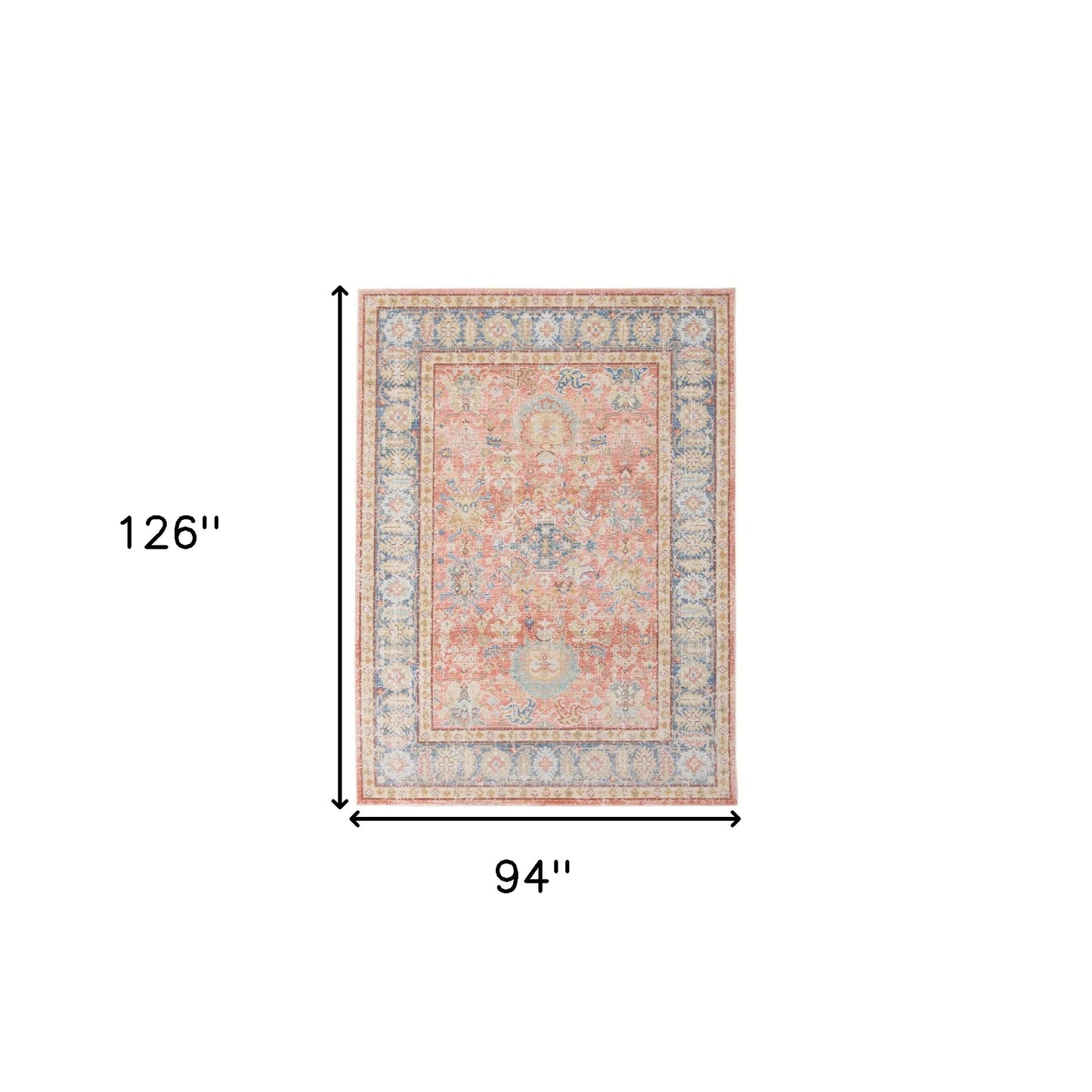 8' x 10' Coral Floral Power Loom Area Rug
