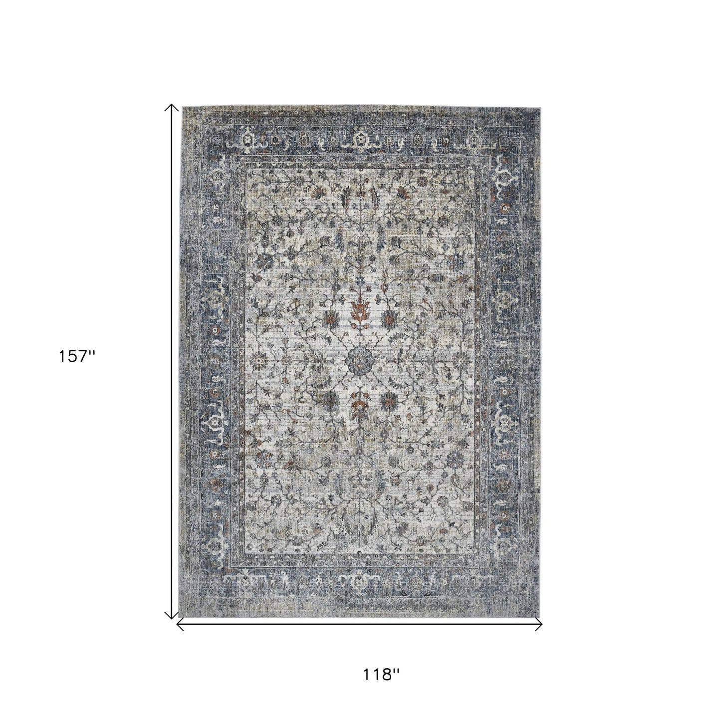 10' x 14' Gray and Ivory Oriental Power Loom Area Rug