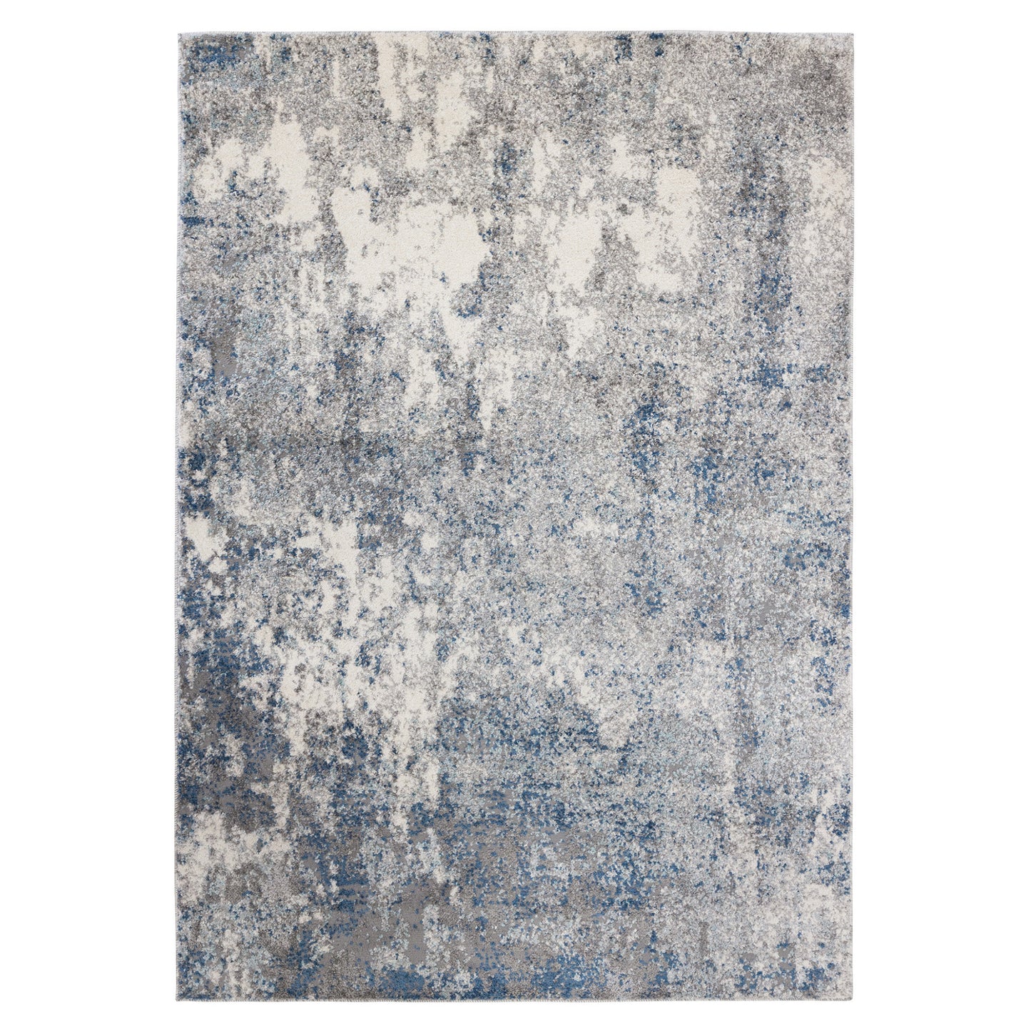 5' x 8' Blue and Gray Abstract Power Loom Area Rug